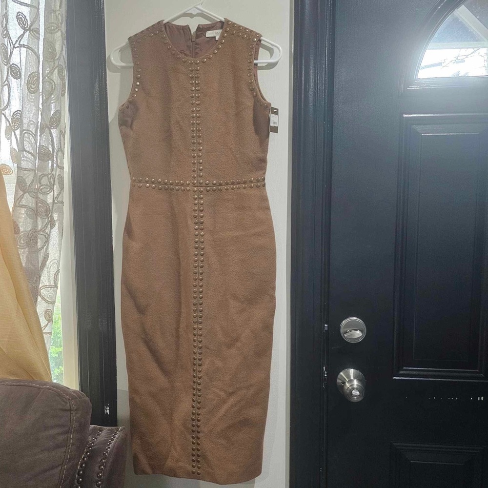 Studded Brown Sleeveless Dress